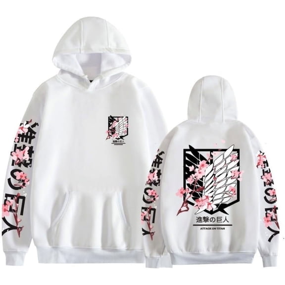 ZHIYAN Attack on Titan Anime Hoodie - Unisex Printed Cosplay Long Sleeve Pullover Sweatshirt,3XL,White