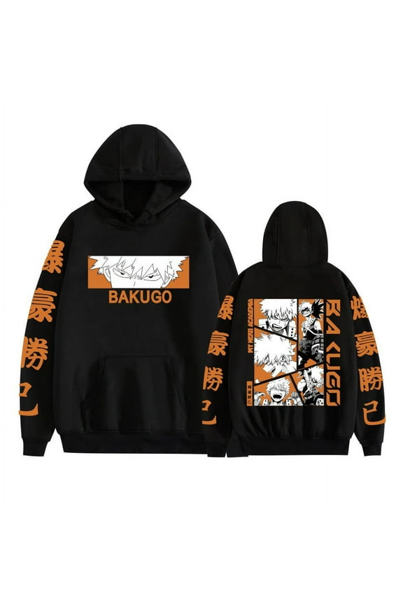 Bakugou Katsuki MHA Hoodie Black Casual Spring Sweatshirt
