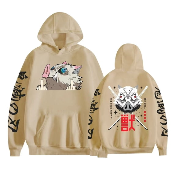 ZHIYAN Hashibira Inosuke Hoodie - Unisex Anime Fashion Casual Sweatshirt XS-4XL,L,Khaki