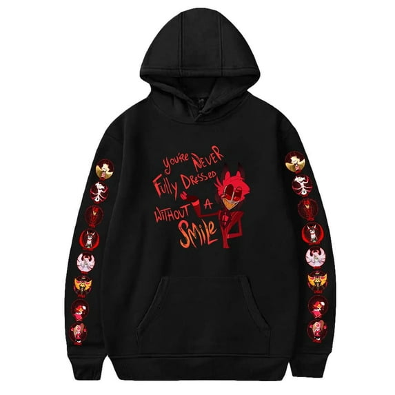 ZHIYAN Hazbin Anime Hotels Pullover Sweatshirt Women Men Anime Clothes Angel Dust Hoodie Y2k Streetwear Hoodies,XS,Black