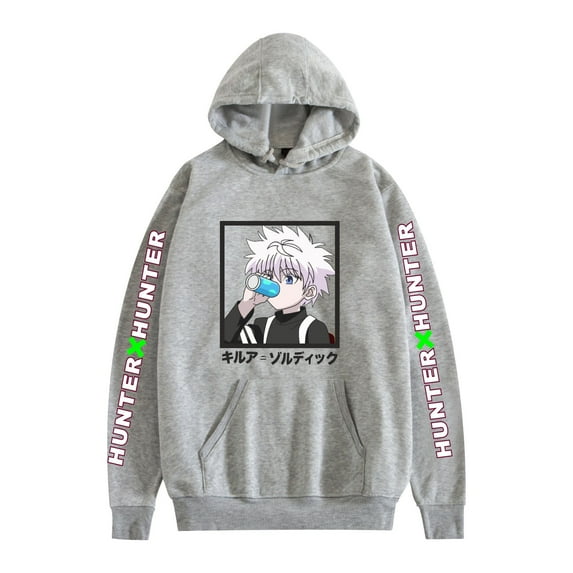 ZHIYAN Hot-Selling Hunter x Hunter Anime Hoodie - Unisex Letter Print Fall Winter Sweatshirt,M,Gray1