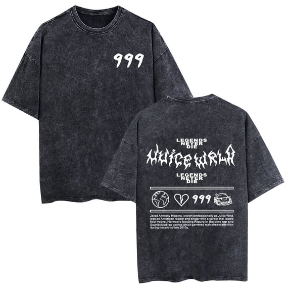 ZHIYAN  Juice Cotton T-shirt Wrld 999 Washed Retro Short Sleeve Classic New Trend T-shirt Size XS-3XL,3XL,Black