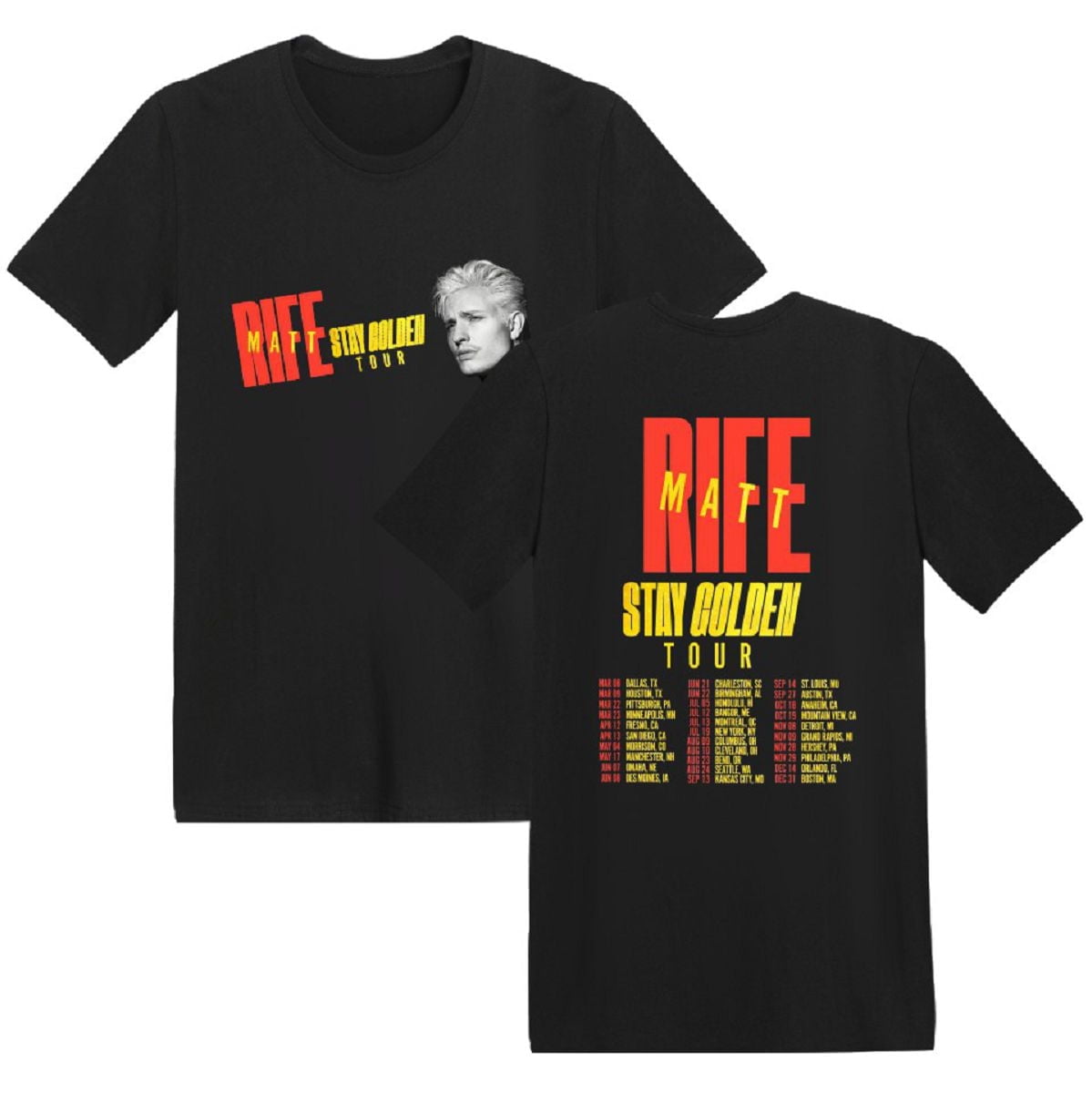 Matt Rife 02 Merch ZHIYAN Matt Rife T-shirt Stay Golden Tour 2025 Merch Women Men Vintage ...