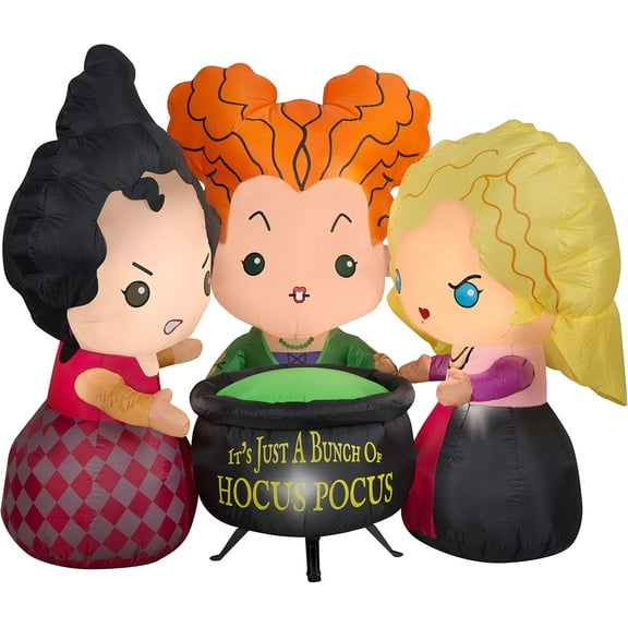 ZHIYU 4.5 ft Tall Airblown Inflatable Hocus Pocus Sanderson Sisters Scene Disney Halloween Decor