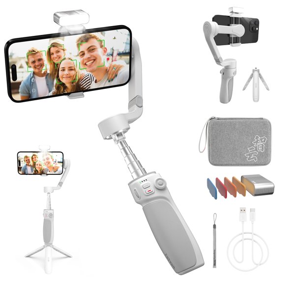 ZHIYUN Smooth Q4 Combo Gimbal Stabilizer, 3-Axis Smartphone Phone Gimbal, Built-in Extension Rod, Foldable and Portable, Android and iPhone Gimbal, Vlogging Stabilizer, TikTok YouTube Video