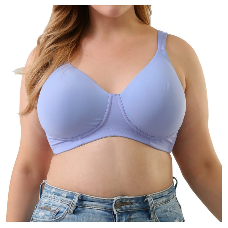 ZHIZAIHU Plus Size Push Up Wirefree T-Shirt Bras For Women Solid Color Full  Figure Underwear Adjustable Back Hook Closure Bras Blue 125G 