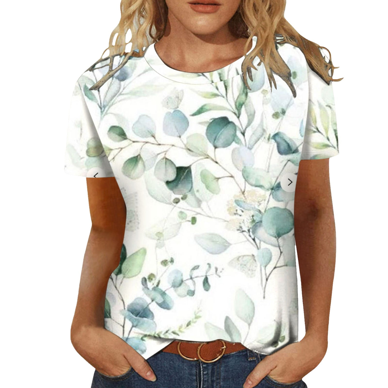 ZHIZAIHU Plus Size Summer Shirts for Women Floral Short Sleeve Tops ...
