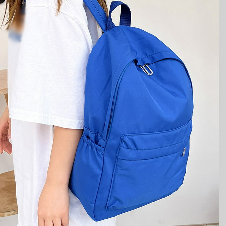 ZHIZAIHU Walmart Plus Member Discounts Stationery Supplies Back to School Supplies Student Schoolbag Large Capacity Outdoor Girls Backpack Solid Color Backpack Blue Walmart