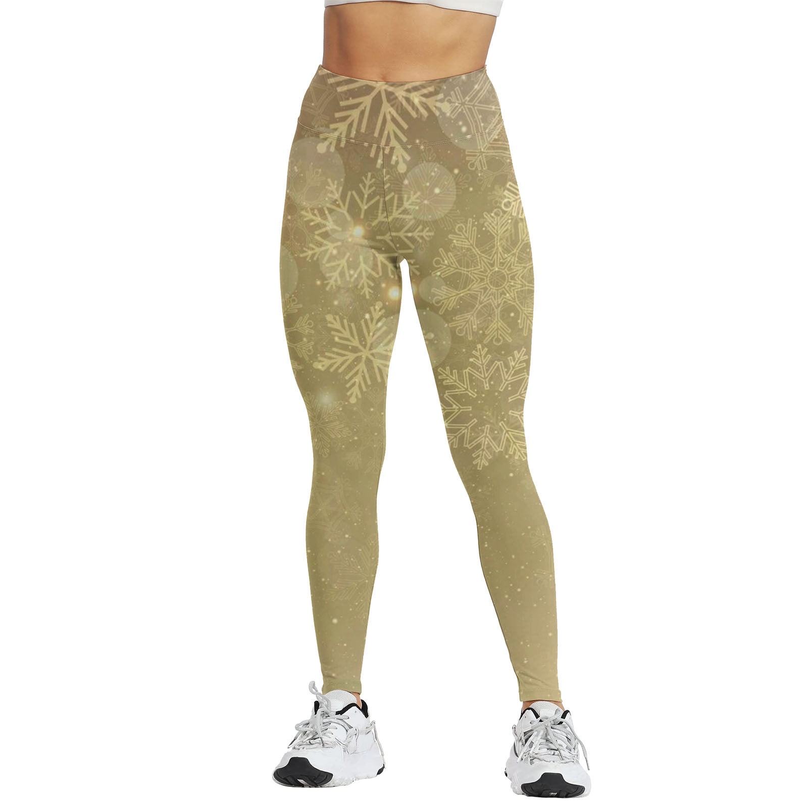 ZHIZAIHU Women Slim Leg Pants Summer Leggings Pants Graphic Prints Yoga  Straight Elastic High Waist Long Trousers Gold XL