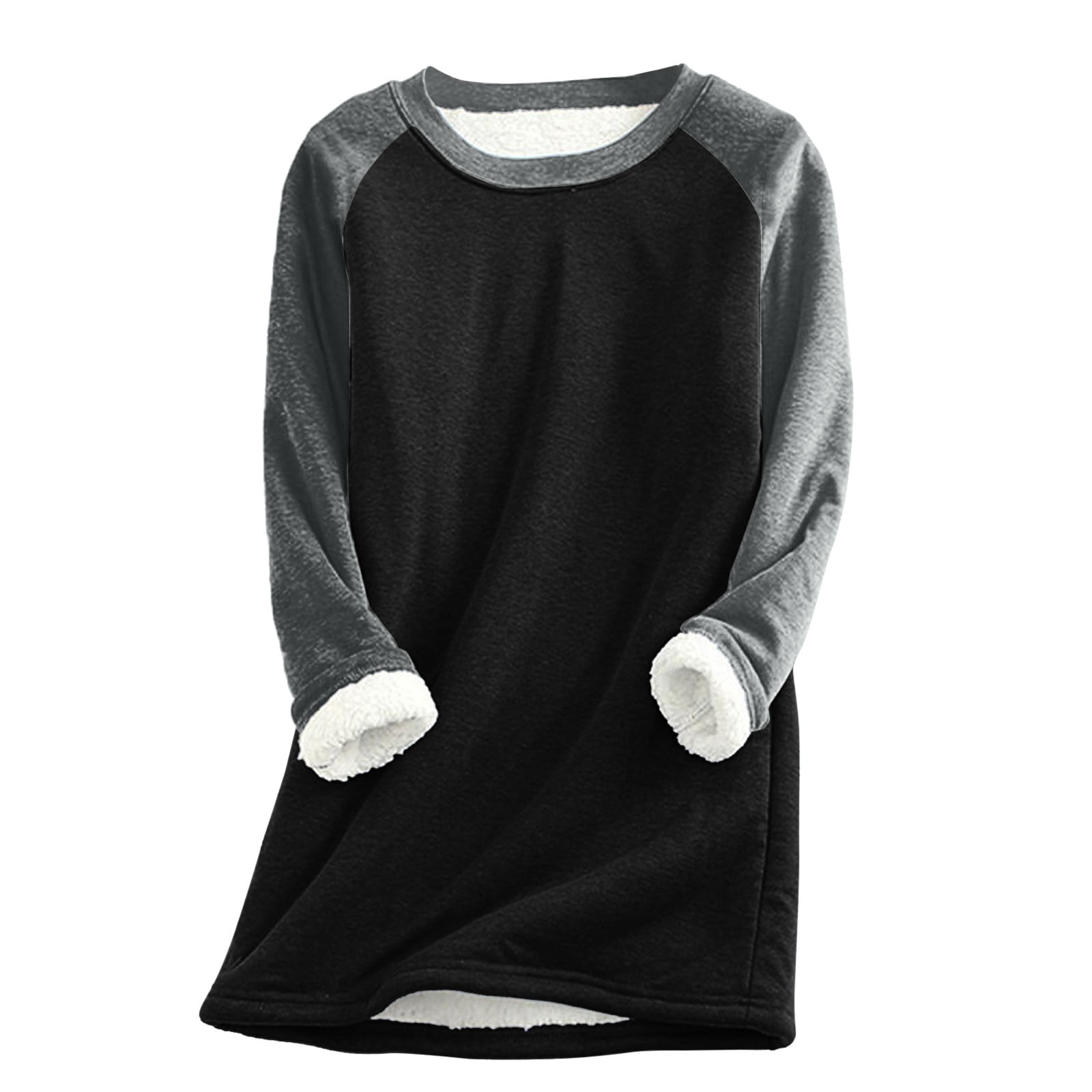 ZHIZAIHU Women Warm Tops Casual Underwear Sweatshirts Long Sleeve Solid Color Crew Neck