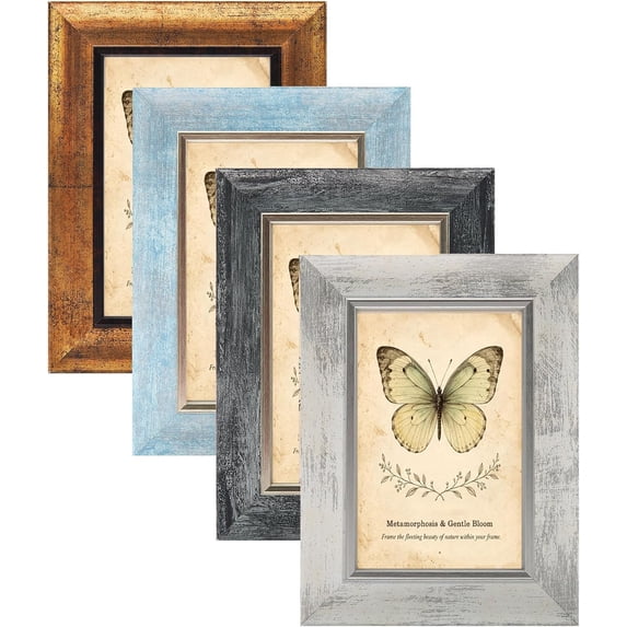ZHLLL 4x6 Picture Frames Set of 4,Rustic Retro Photo Frame(Multicolor ...