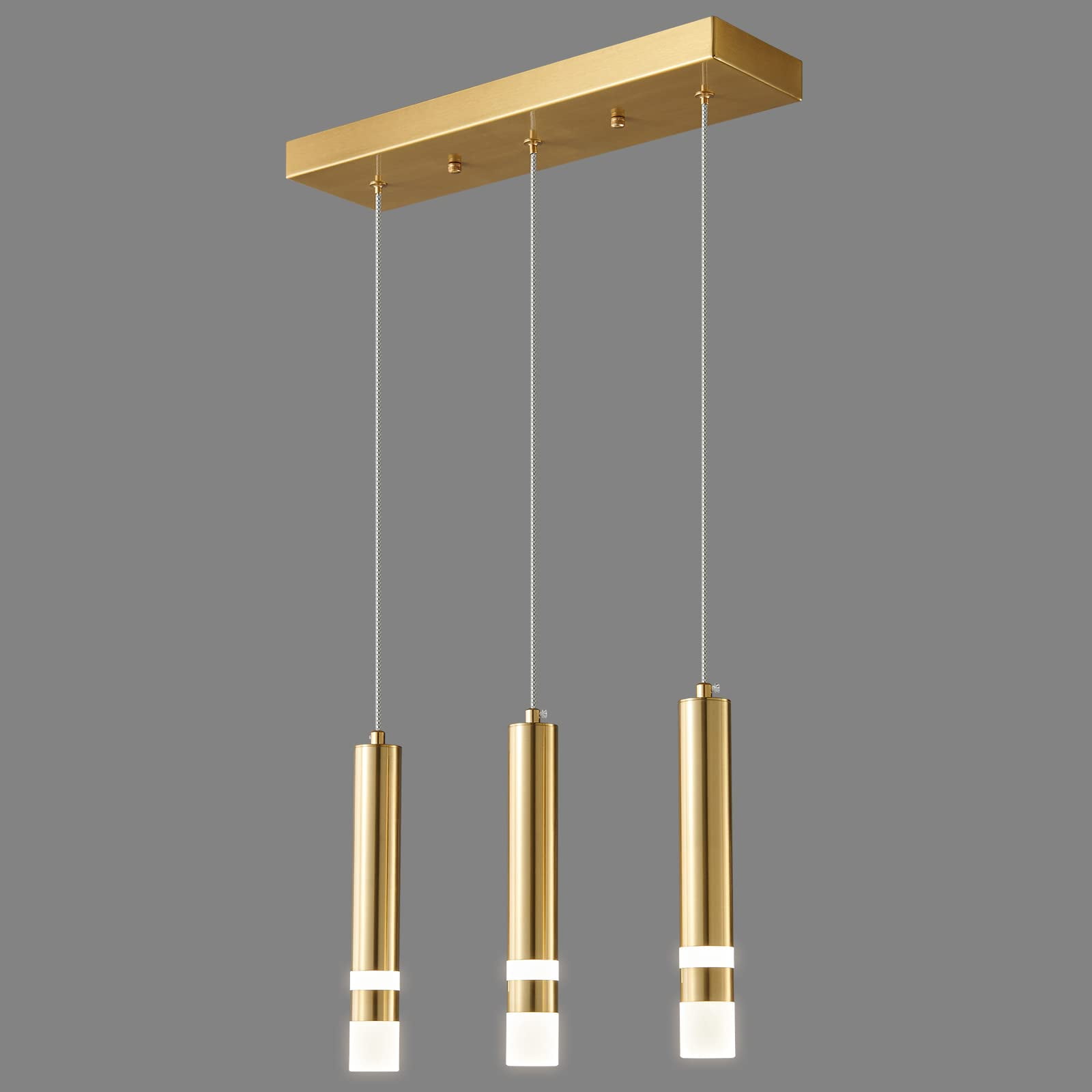 ZHLWIN 3-Light Dining Room Modern Pendant Light Kitchen Fixture Dimmable LED Gold Mini Pendant Lighting fo Kitchen Island Study Pendant Lights