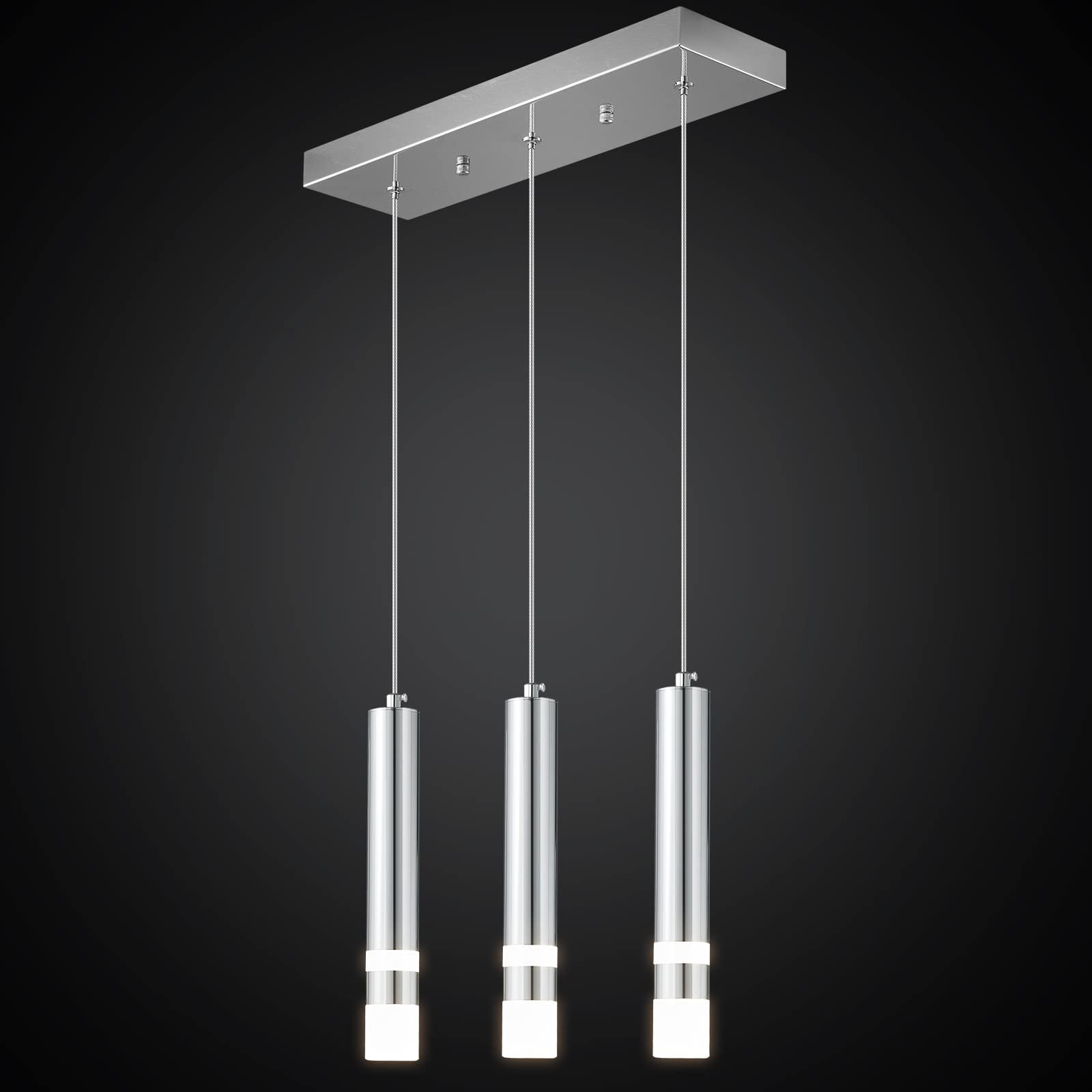 ZHLWIN 3-Light Modern Pendant Light Kitchen Fixture with Dimmable LED Chrome Mini Pendant Lighting for Diningroom Kitchen Island Study