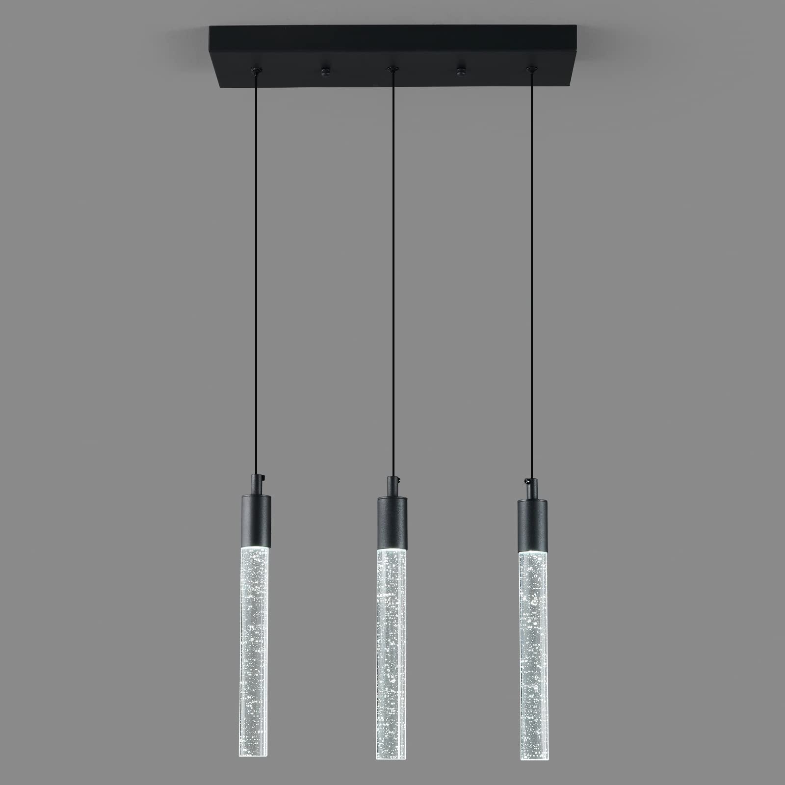 ZHLWIN 3-Light Pendant Lights Kitchen Island Lighting Modern Light Fixture Kitchen Island Pendant Light Dimmable LED Black Mini Pendant Lighting Dinning Room Living Room Kitchen, Black