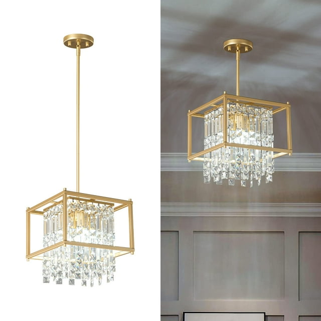 ZHLWIN 4 Light Dining Room Light Fixture, 11.81 inch Square Lndustrial ...