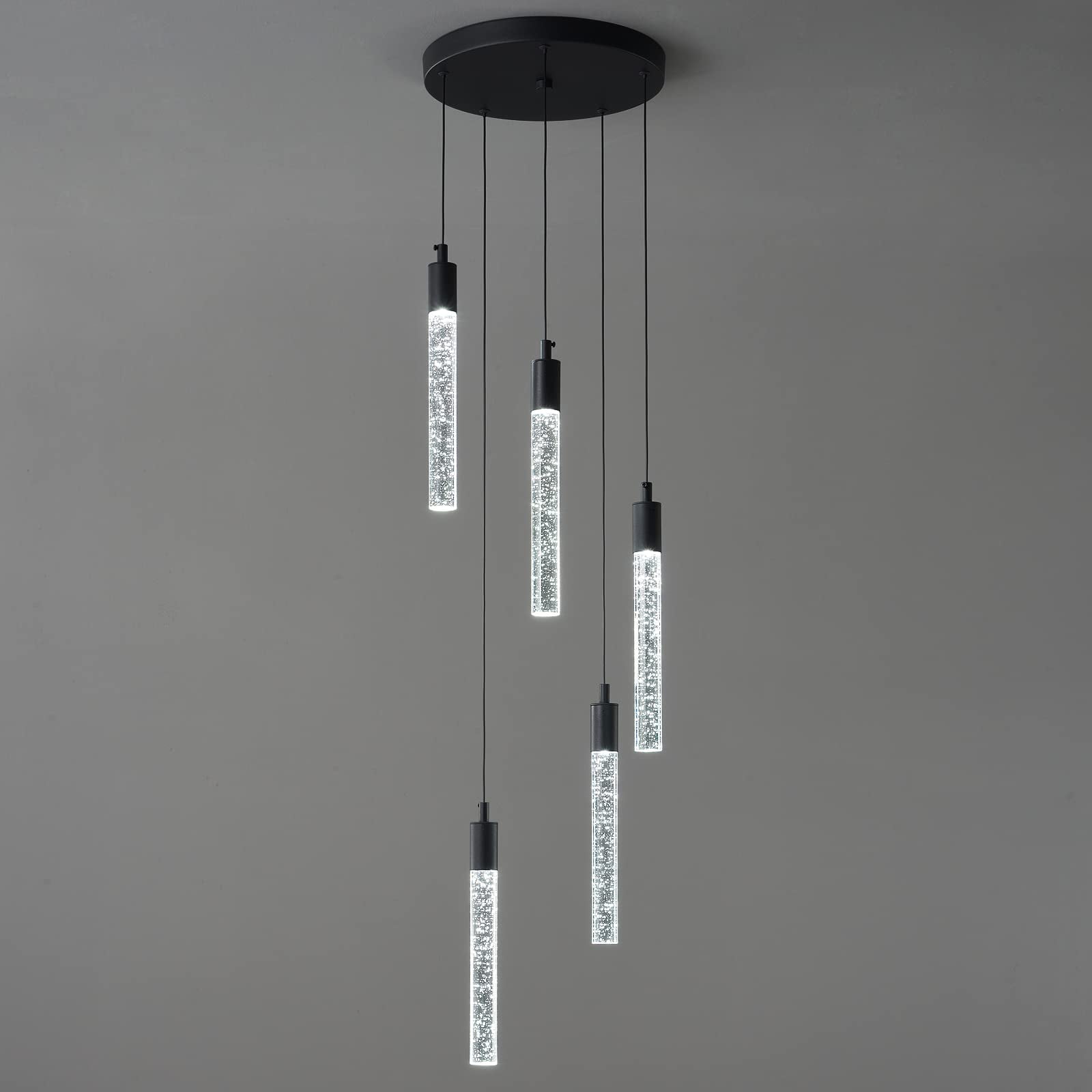 ZHLWIN 5-Light Modern Light Fixture Kitchen Island Pendant Light Dimmable LED Black Mini Pendant Lighting Dinning Room Living Room Kitchen Black Pendant Lights