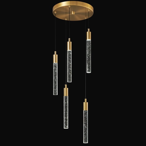 ZHLWIN 5-Light Modern Light Fixture Kitchen Island Pendant Light Dimmable LED Gold Brass Finish Mini Pendant Lighting Dinning Room Living Room Kitchen Pendant Lights