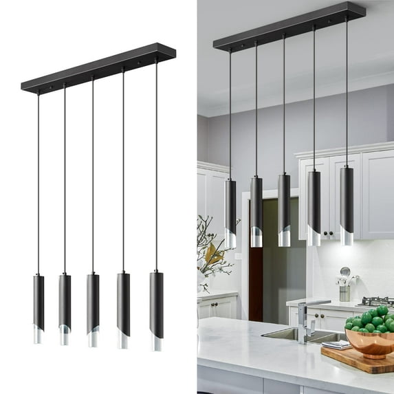 ZHLWIN 5-Light Modern Pendant Light Kitchen Island Light Fixture Dimmable LED Black Mini Pendant Lights Dinning Room Kitchen Adjustable Pendant Lighting
