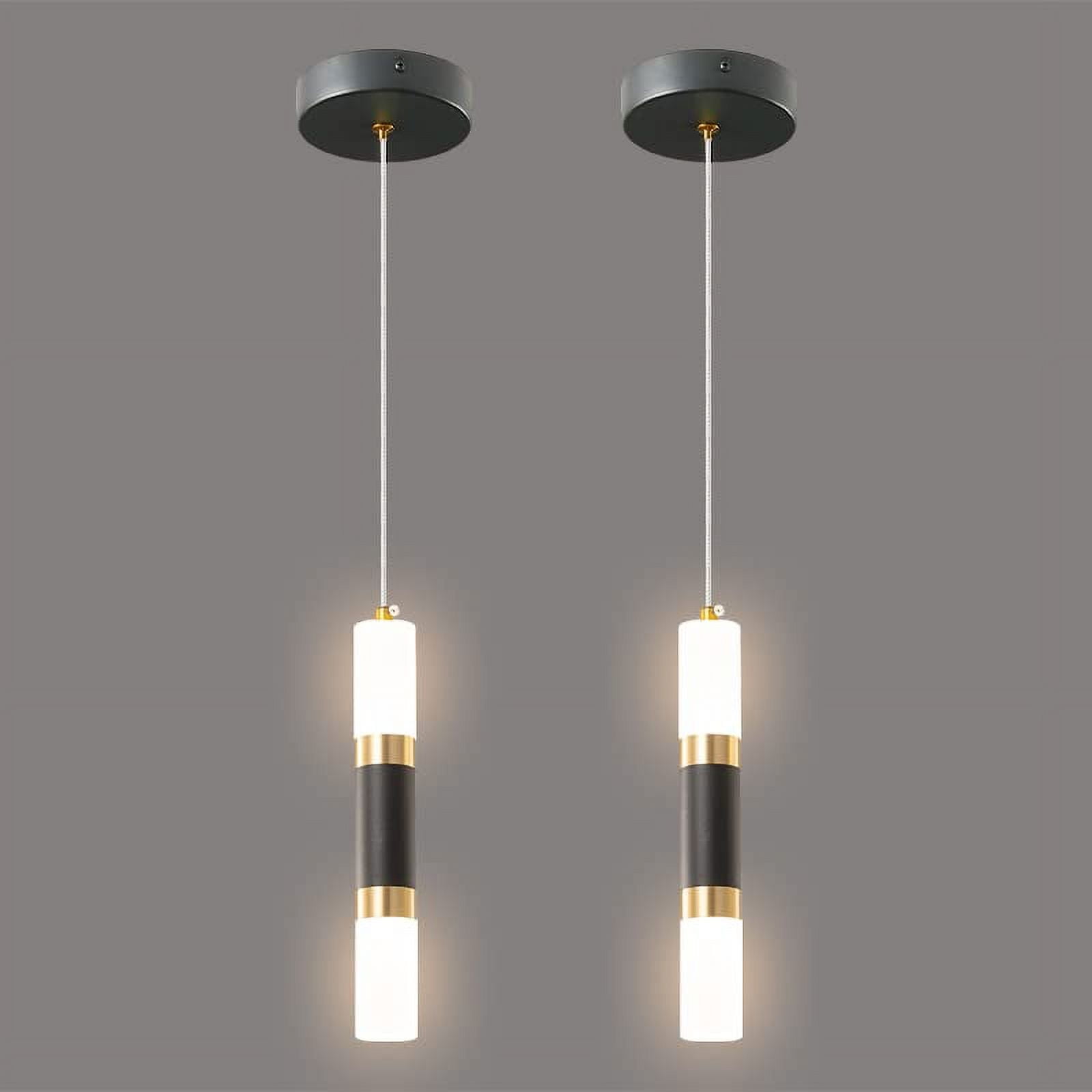 ZHLWIN Black Mini Pendant Light, Modern Kitchen Island Light Fixture Dimmable LED  Gold Small Pendant Lighting for Bedroom Bedside Table Black, 2-Pack