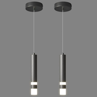 ZHLWIN Black Modern Pendant Light, Kitchen Fixture Dimmable LED Mini Pendant Lighting for Kitchen Island Bedroom Bedside Table Small Pendant Lights, 2-Pack