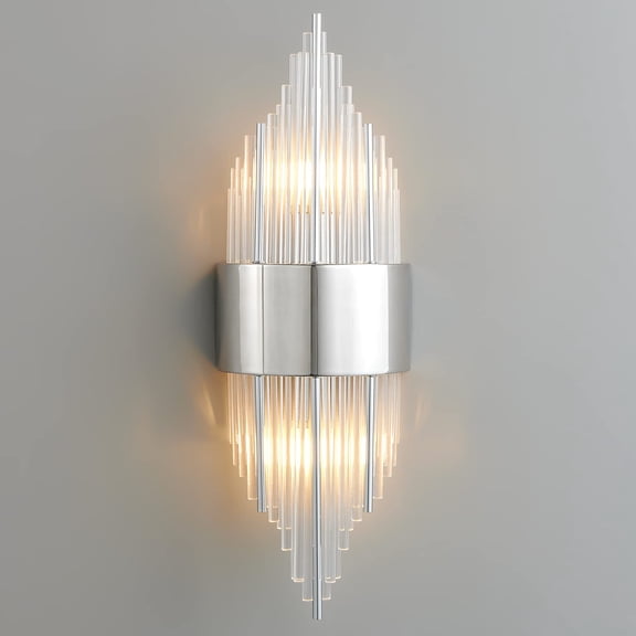 ZHLWIN Chrome Bathroom Vanity Light Fixtures Corridor Stairs Sconce with Crystal Shade, Bathroom Light Fixtures Over Mirror, Indoor Wall Lights for Bedroom Living Room,1 Pack