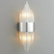 ZHLWIN Chrome Bathroom Vanity Light Fixtures Corridor Stairs Sconce with Crystal Shade, Bathroom Light Fixtures Over Mirror, Indoor Wall Lights for Bedroom Living Room,1 Pack