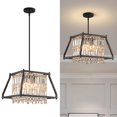 thumbnail image 1 of ZHLWIN Dining Room Light Fixture Farmhouse Chandelier Black Metal Crystal Pendant Light for Kitchen Island Dining Room Living Room Flat and Inclined Ceiling (Trapezoid -15.74in), 1 of 5
