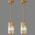 thumbnail image 1 of ZHLWIN Gold Pendant Lighting Modern Pendant Light Mini Crystal Chandeliers Adjustable Pendant Light Fixture for Kitchen Island Dinning Room Corridor Bedroom, 2-Pack, 1 of 6