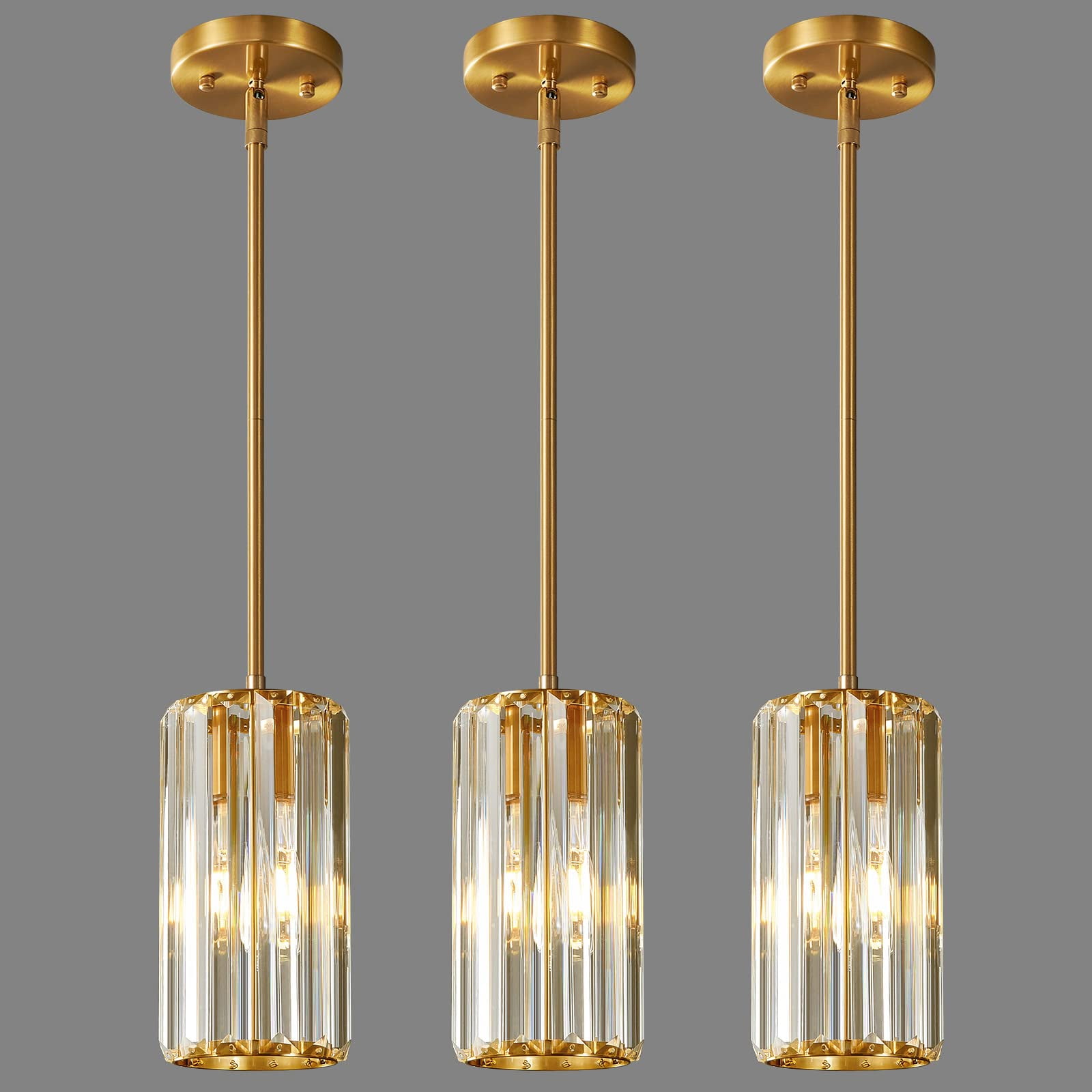 ZHLWIN Gold Pendant Lighting, Modern Pendant Light Mini Crystal ...