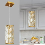 ZHLWIN Gold Pendant Lighting Modern Pendant Light, Mini Crystal Chandeliers Adjustable Pendant Light Fixture for Kitchen Island Dinning Room Bedroom