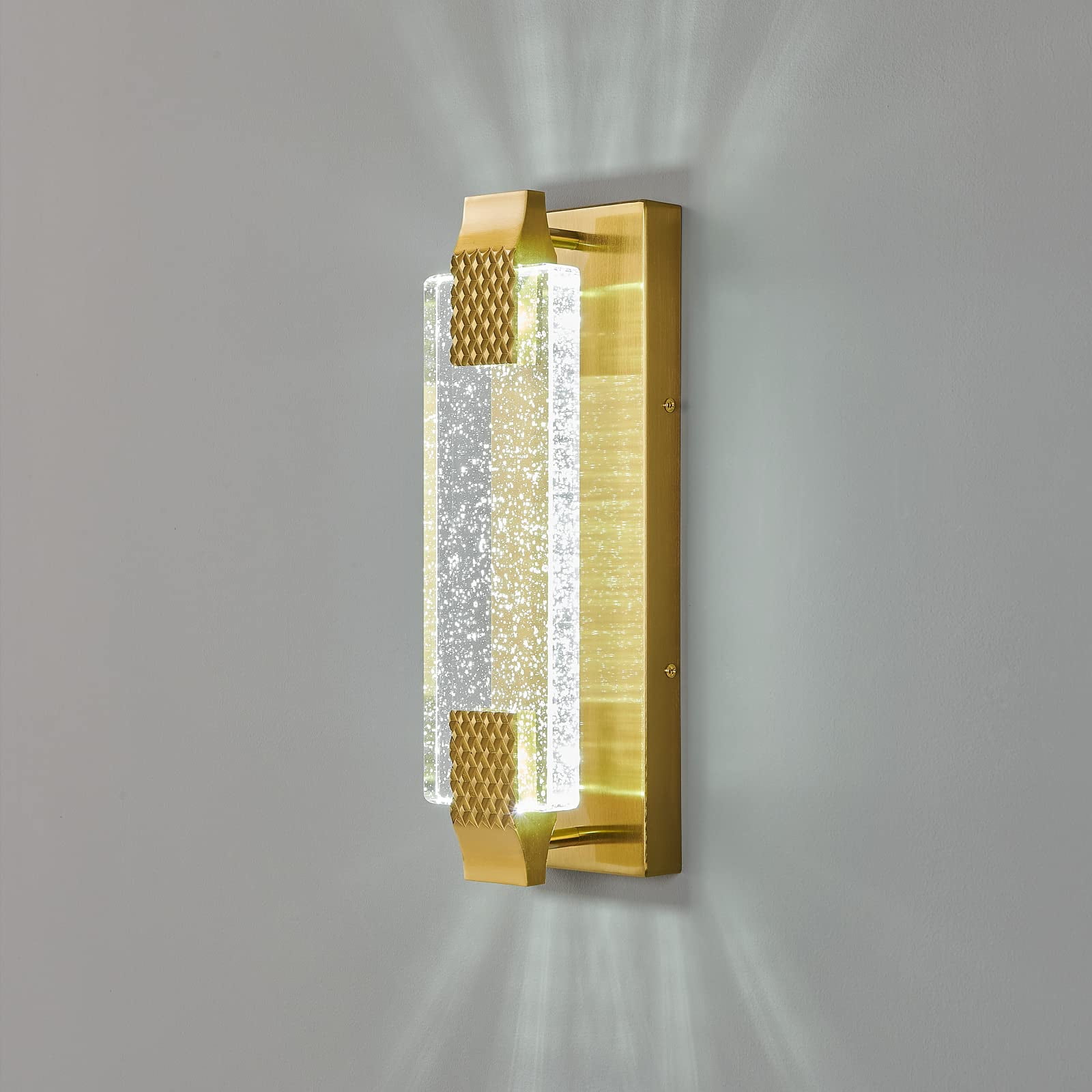 ZHLWIN Modern Crystal Wall Sconce Lighting with Bubble Crystal Bathroom Light Fixture, 15.15in Gold LED Vanity Lights for Bathroom Hallway Bedroom Living Room Sconces Wall