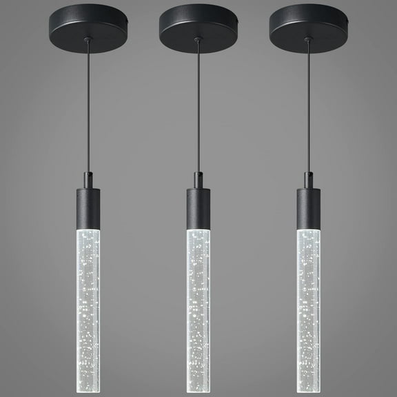 ZHLWIN Modern Kitchen Island Pendant Light Dimmable LED Black Mini Pendant Lighting Bedroom Bedside Table Small Pendant Lights, 3-Pack
