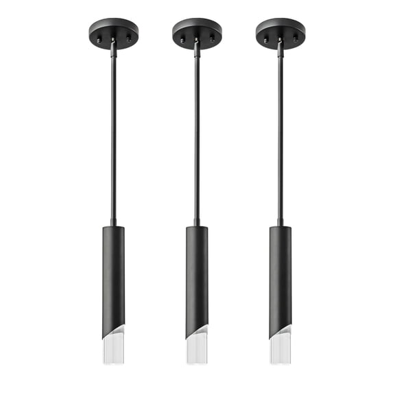 ZHLWIN Modern Pendent Lights in Kitchen, Black Mini Pendant Light Bedroom Bedside Table Small Chandelier, Metal Rod Ceiling Pendant Lighting for Kitchen Island Bedroom Restaurant Bar, 3-Pack