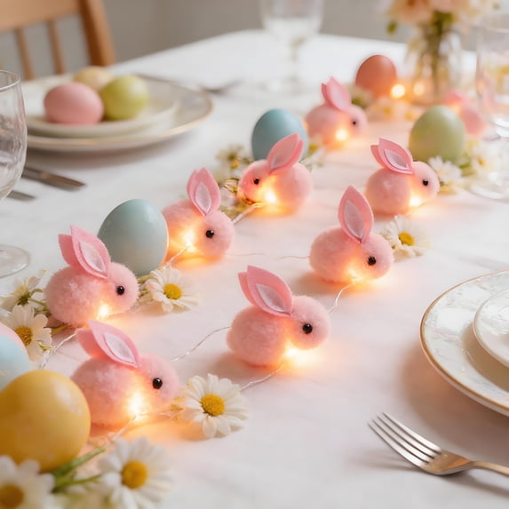 ZHMRFG 118.1In Easter Bunny String Light Pink Plastic Bunny & Carrot Shape Ambient Glow Sturdy Reusable No Wire Decor Party Favors For Terrace Balcony Camping Family Party Easter Holiday Decoration