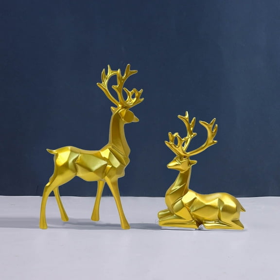 ZHMRFG 2 Pack Geometric Deer Resin Ornaments Elegant Couple Design Multi Scene Use Decor Party Favors For Home Office Fireplace Dining Table Christmas Wedding Anniversary Housewarming Gift Decoration