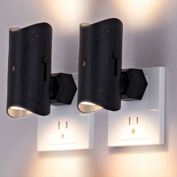 ZHMRFG 2 Pack Plug In Photosensitive LED Night Light Adjustable Brightness Rotatable 3000K Soft Glow Anti-Glare Space Saving for Bedroom Nursery Hallway Living Room Home Indoor Night Lighting