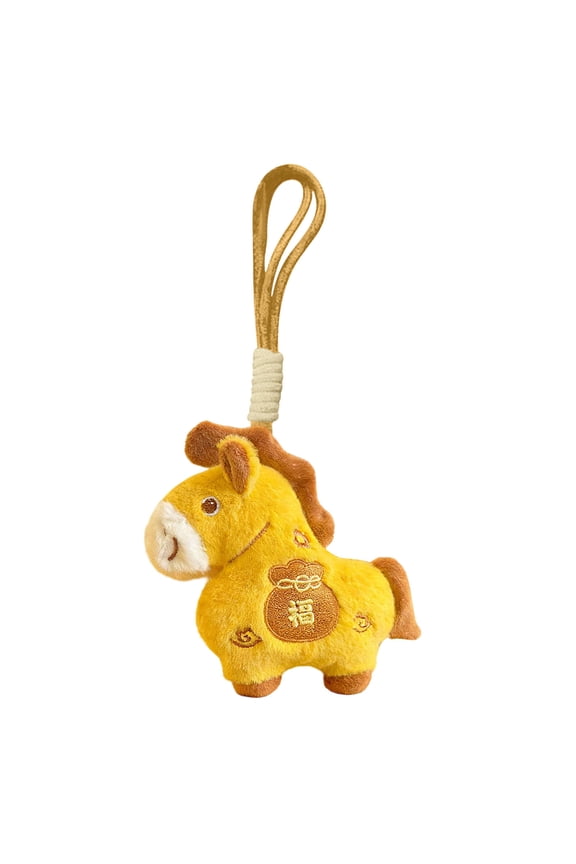 2026 Year Of The Horse Plush Charm Chinese Zodiac Decor Gold Embroidery Pocket Size Double Side Decor for Lunar New Year Keychain Bag Car Mirror Home Good Luck Gifting Holiday Decors