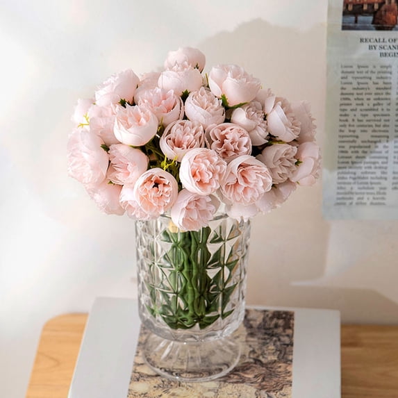 ZHMRFG 27-Head Lotus Artificial Bouquet Home Decor Tea Rose Mix Hand-Held Design Long Lasting Decor for Living Room Dining Table Wedding Centerpiece Home Party Indoor Floral Decoration Decors