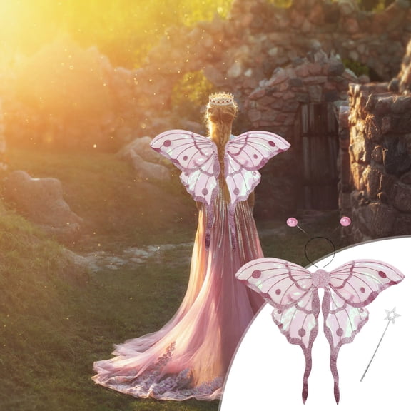 ZHMRFG 3PC Holiday Masquerade Elf Costume Set, Sparkly Outfit With Wand Headband, Elastic Straps Soft Comfortable Decor for Halloween Masquerade Carnival Photo Shoots Birthday Party Festive Dress Up