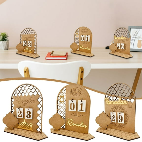 ZHMRFG 3Pcs Ramadan Countdown Calendar 30-Day Wooden Ornament Interchangeable Numbers DIY Personalized Write Reusable Sturdy Decor Party Favors For Table Desk Bookshelf Eid Al-Fitr Home Holiday Gift