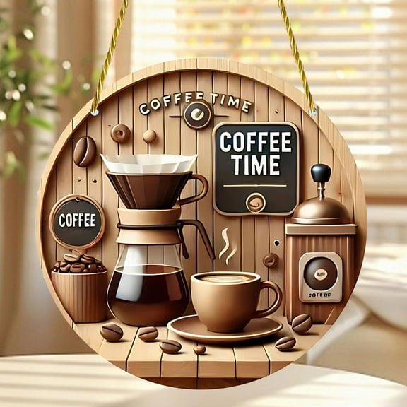 ZHMRFG Art Coffee Set 2D Flat Disc Decor, Photo Prop Hanging Ornament, Stylish Cafe Style Decor Party Favors for Coffee Shop Home Office Social Media Photo Shoot Holiday Celebration Gift