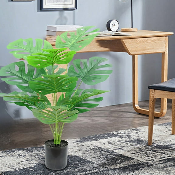 ZHMRFG Artificial Monstera Turtle Leaf Plant 23.62In Faux Tropical Greenery Potted Realistic Easy Clean Decor For Home Office Garden Wedding Luau Jungle Party Table Wall Indoor Outdoor Decorations