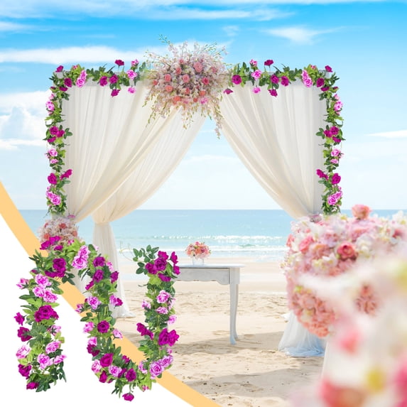 ZHMRFG Artificial Rose Garland 7.9 FT Lifelike Silk Rose Vine Flexible Realistic Blooms Fake Flower Garland, Wedding Arch Home Garden Hotel Office Wall Indoor Outdoor Bridal Shower Party Favors Decor