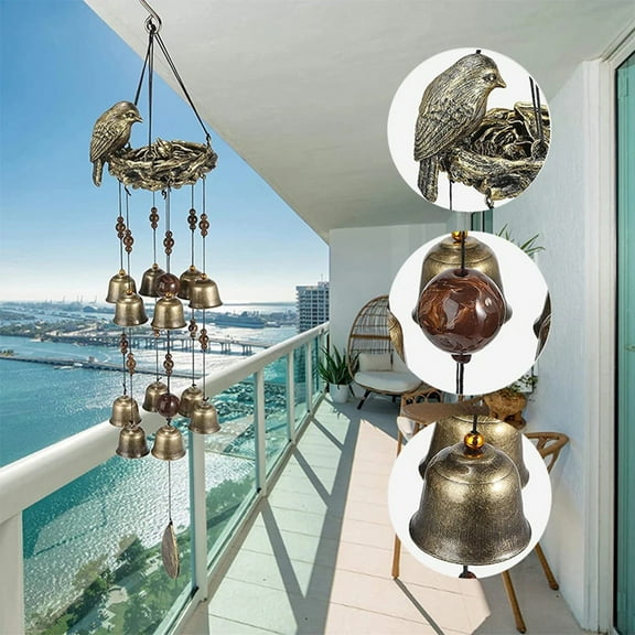 ZHMRFG Bird Wind Chime Brass Bell Ornament Home Decor Soft Relaxing Tones Easy Install Multi Use for Home Garden Patio Office Outdoor Porch Tree Hanging Gifting Family Friend Indoor Outdoor Decors