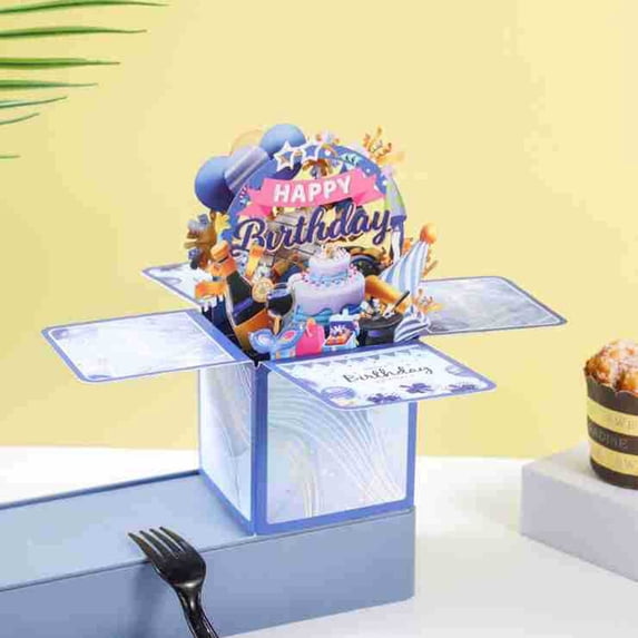 ZHMRFG Birthday Pop-Up Cards,Handmade Paper Craft Surprise 3D Cake Design Heartfelt Message Space Greeting Card,Keepsake Birthday Party Favor Home Decor Gift for Loved Ones Friends Family Celebration