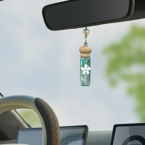 ZHMRFG Car Perfume Hanging Pendant 10ml, Glass Floral Pattern Automotive Diffuser, Reusable Long-lasting Fragrance Easy to Hang Decor for Car Interior Rearview Mirror Hook Fresh Driving Atmosphere