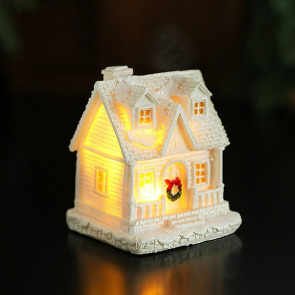ZHMRFG Christmas Decor,Resin Glowing Snow House Hut Warm Yellow Light Mini Winter Scene,Intricate Detail Ambience Creating Festive Decor for Desktop Mantel Dining Table Holiday Gift Microscape Decors
