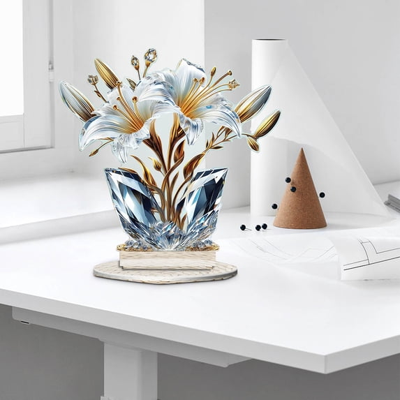 ZHMRFG Colorful Rose Acrylic Desktop Decor Home Decor Unique Look Colorful Hue Easy Clean Decor for Home Study Bedroom Living Room Tabletop Gifting Family Friend Modern Classic Indoor Home Decors