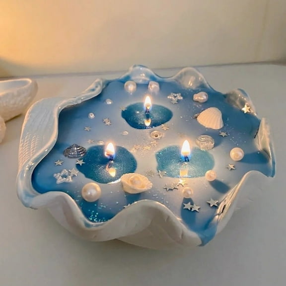 ZHMRFG Cowry Ocean Themed Scented Aromatherapy Candle 6.29In Long Lasting Burn Romantic Ceramic Design Decor Party Favors For Home Bedroom Living Room Bathroom Holiday Celebration Gift Decoration