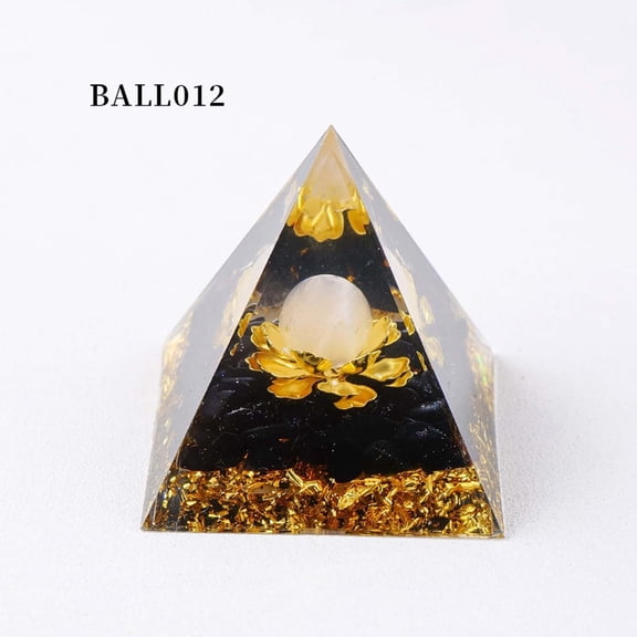 ZHMRFG Crystal Crushed Stone Pyramid Ornament Natural Crystal+Resin Energy Conversion Negative Positive Energy Meditation Focus Decor For Home Bar Yoga Studio Office Desktop Spiritual Decoration Gift
